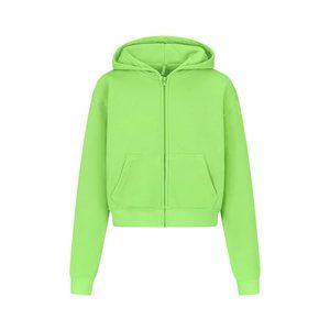 Skims Light French Terry Zip Up Hoodie - Neon Green